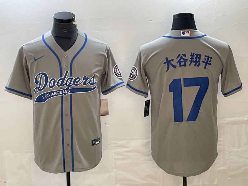 Men Los Angeles Dodgers 17 Ohtani Grey Nike Game MLB Jersey style 10